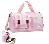 Sporttasche Damen Reisetasche mit Schuhfach und Nassfach, Reisetasche Damen Glitzer Gym Bag Reiseschen Mädchen, Mädchen leicht Faltbar Duffel Bag für Sport Fitness Training Reisen, Rosa., purpurina