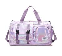 Sporttasche Damen Reisetasche mit Schuhfach und Nassfach, Reisetasche Damen Glitzer Gym Bag Reiseschen Mädchen, Mädchen leicht Faltbar Duffel Bag für Sport Fitness Training Reisen, morado, purpurina