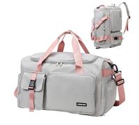 Sporttasche Rucksack 2 in1,Reisetasche Groß,42L Sporttasche für Damen und Herren,Sporttaschen mit Schuhfach Nassfach,für Trainingstasche,Schwimmtasche,Übernachtung Tasche,Duffle Bag,Gym Bag, gris,