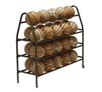 Sportwagen für Fußball & Basketball, 97 cm rollendes Aufbewahrungsregal für Bälle Größe 4-7, es schwarz-goldenes Design, idealer Ausrüstungsständer.