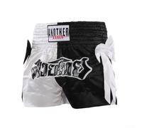 Sporty MMA - Pantalones cortos de boxeo para adultos, tela transpirable y ajuste seguro para una experiencia de entrenamiento óptima (talla L, negro y blanco)