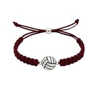 Sportybella Pulsera con dije de voleibol, pulsera ajustable con dije de voleibol para jugadoras de voleibol, Adjustable, Nailon, No es una piedra preciosa