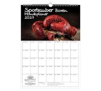 Sportzauber Boxing Planner DIN A3 - Calendario para 2027, tiempo libre, deporte, fitness, juego de regalo, contenido: 1 calendario, 1 colgante de Navidad (2 piezas en total)