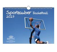Sportzauber - Calendario de baloncesto DIN A4 para 2027, tiempo libre, deporte, fitness, juego de regalo, contenido: 1 calendario, 1 colgante de Navidad (2 piezas en total)