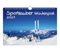 Sportzauber - Calendario de deportes de invierno DIN A4 para 2027, tiempo libre, deporte, fitness, juego de regalo, contenido: 1 calendario, 1 colgante de Navidad (2 piezas en total)