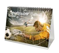 Sportzauber - Calendario de mesa de fútbol DIN A5 para 2026, tiempo libre, deporte, fitness, juego de regalo, contenido: 1 calendario, 1 colgante de Navidad (2 piezas en total)