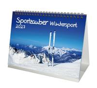 Sportzauber - Calendario de mesa para deportes de invierno DIN A5 para 2027, tiempo libre, deporte, fitness, juego de regalo, contenido: 1 calendario, 1 colgante de Navidad (2 piezas en total)