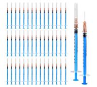 SPORWAY 100 jeringas estériles, jeringa de plástico de 1 ml con agujas con tapas, jeringa de calostro jeringa dosificadora de 1 ml para rellenar y medir líquidos, alimentación para mascotas (azul)