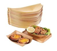 SPORWAY 100 Platos de Papel para Aperitivos, Cuencos para Patatas Fritas, Bandejas de Comida, Resistentes al Agua, de Papel Kraft Marrón para Fiestas, Ensaladas y Sushi