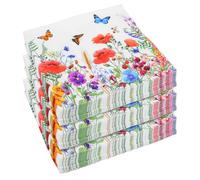 SPORWAY 120 servilletas de papel, servilletas de flores, servilletas de primavera, mariposas, servilletas de prado de flores, servilletas para decoración de fiestas, 33 x 33 cm
