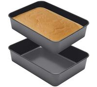 SPORWAY 2 mini bandejas antiadherentes para hornear, molde rectangular para pan de acero inoxidable, para tartas, apto para lavavajillas, 26 x 19 x 6 cm