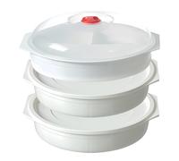 SPORWAY 3 platos para microondas con tapa: con 3 compartimentos de división para microondas, latas de almacenamiento, almacenamiento de platos para calefacción, 3º piso microondas vajilla con