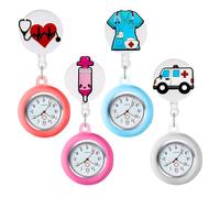 SPORWAY 4 relojes de bolsillo para mujer con clip, retráctil, reloj de bolsillo para enfermera, reloj de bolsillo con puntero brillante para médicos, cuidadores, estudiantes, mujeres, No.
