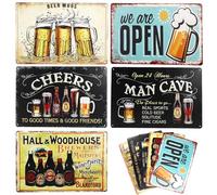 SPORWAY 5 Carteles Retro de Bar, 20 x 30 cm, Divertidos para Decoración, Pared, Nostalgia, Metal Premium para Casa, Cafetería, Club