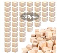 SPORWAY Decoración de cubos de madera: 120 piezas de cubos de madera para hacer uno mismo, cubos vacíos, bloques de madera, cubos cuadrados y cubos de manualidades, sellos de bricolaje, rompecabezas y
