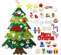 SPORWAY Fieltro Árbol de Navidad: Árbol de Navidad de fieltro DIY para niños, Fieltro Árbol de Navidad Juego de Decoración con 32 Piezas Extraíbles Decoración de Navidad Decoración de Pared Puerta