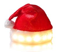 SPORWAY Gorro de Navidad con Luces LED, Gorro de Papá Noel de Peluche para Fiesta Festiva de Año Nuevo, Rojo y Verde