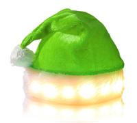 SPORWAY Gorro de Navidad con Luces LED, Gorro de Papá Noel de Peluche para Fiesta Festiva de Año Nuevo, Rojo y Verde