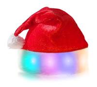 SPORWAY Gorro de Navidad con Luces LED, Gorro de Papá Noel de Peluche para Fiesta Festiva de Año Nuevo, Rojo y Verde