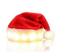 SPORWAY Gorro de Navidad con luces LED: gorro de Papá Noel para niños, gorro de Papá Noel, gorro de Papá Noel, gorro LED de peluche para Navidad, fiestas, Año Nuevo (luz blanca cálida)