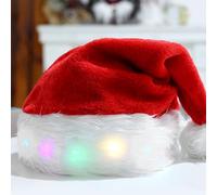 SPORWAY Gorro de Navidad con luces LED: gorro de Papá Noel para niños, gorro de Papá Noel, gorro de Papá Noel, gorro LED de peluche para Navidad, fiestas, Año Nuevo (luz de color)