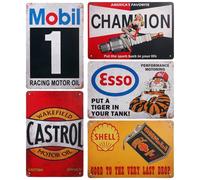 SPORWAY Juego de 5 carteles de chapa para garaje, 20 x 30 cm, estilo retro, vintage, cartel de chapa, cartel de metal para coche, cartel de aceite de motor, cartel de metal, para la pared de la casa