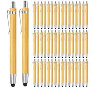 SPORWAY Juego de 50 bolígrafos de madera: juego de bolígrafos de madera de bambú, para escritura, diario, escuela, suministros de oficina, regalo de graduación (negro con pantalla táctil)