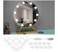 SPORWAY Luces para Espejo Maquillaje, Lámparas Para el Espejo LED Estilo Hollywood con 10 Bombillas Regulables, 3 Modos de Color y 10 Brillo Luz Espejo Carga USB para Maquillaje Tocador Espejo Baño