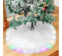 SPORWAY Manta redonda para árbol de Navidad, 78 cm, color blanco, con luz colorida, manta para árbol de Navidad, de pelo sintético, para decoración navideña