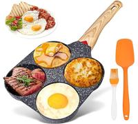 SPORWAY Sartén Huevos Poche Antiadherente 4 Agujeros: Para Huevos Fritos, Salchichas, Hamburguesas, Tortitas - Compatible Con Cocina de Inducción, Gas, Vitrocerámica y Eléctrica