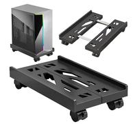 SPORWAY Soporte para CPU para PC, Tamaño Ajustable Soporte para CPU, Soporte para PC Móvil con Ruedas Giratorias con Bloqueo, Carro de CPU Debajo del Escritorio (Negro)