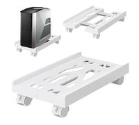 SPORWAY Soporte para CPU para PC, Tamaño Ajustable Soporte para CPU, Soporte para PC Móvil con Ruedas Giratorias con Bloqueo, Carro de CPU Debajo del Escritorio (Blanco)