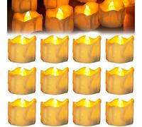 SPORWAY Velas LED 12 unidades, Velas de té LED sin llama, luces de velas a pilas, Velas LED con temporizador parpadeantes, velas de té para Halloween Navidad casa boda fiesta decoración (amarillo