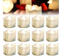 SPORWAY Velas LED 12 unidades, velas de té sin llama, baterías incluidas, velas LED con temporizador parpadeantes, velas de té para Halloween, Navidad, decoración para el hogar, boda, fiesta (blanco