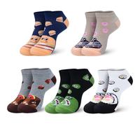 Sporzin Calcetines Mujer Divertidos Calcetines Deporte Mujer, 5 Pares Socks con Diseño de Hamburguesa, Donut, Pastel
