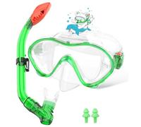 Sporzin Gafas Buceo Niño Snorkel Conjunto - Máscara Snorkel Seco 180°Vista HD Panorámica Gafas Snorkel Tubo de Silicona Aantivaho y Máscara Buceo con Protección Nasal Hecha Vidrio Endurecido 4-12 Años