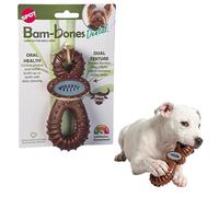 SPOT Bam-Bones - Chupete dental para perros, sabor bisonte, fibra de bambú y nailon con centro de goma de masaje, masticable duradero para masticadores ligeros y cachorros en dentición de menos de 25