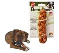 Spot Bam-Bones - Palo Trenzado - Hecho con Fibra de bambú Fuerte, Juguete masticable Duradero para Perros de Ligera a Moderada, para Perros y Cachorros en dentición de Menos de 30 Libras, 5.75
