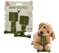 SPOT Bam-Bones Plus - Cepillo de dientes para perros, masticable dental de fibra de bambú duradera y nailon, menta fresca y bicarbonato de sodio para el cuidado dental, forma de hueso en T de fácil