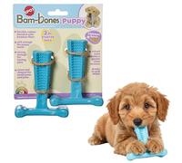SPOT Bam-Bones Puppy T-Bone - Juguetes masticables para perros, sabor a pollo, 4 pulgadas, paquete de 2, fibra de bambú y goma flexible, diseño de fácil agarre para masticadores suaves, cachorros y