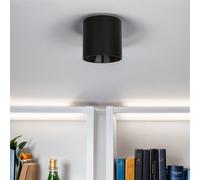 Licht-Erlebnisse Foco de superficie XL POINT de metal en negro D: 12,7 cm A: 12,5 cm GU10 intercambiable pasillo cocina salón spot lámpara de techo de superficie interior de alto voltaje