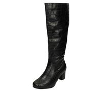 Spot On Botas Altas Extra Anchas Tacón Medio con Cremallera