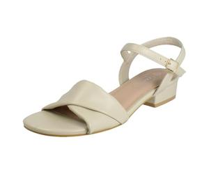 Spot On Sandalias casuales de tacón bajo con cierre de hebilla para mujer F12113, Ivory, 37 EU