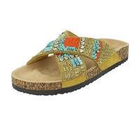 Spot On Zuecos Acolchados Con Cuentas Mules Sandalias Metalizadas