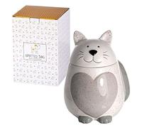 SPOTTED DOG GIFT COMPANY Bote Galletas de Cerámica con Gato, 1300 ml Galletero Blanco con Tapa, Regalos para Amantes de los Gatos