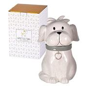 SPOTTED DOG GIFT COMPANY Bote Galletas de Cerámica con Perro, 1450 ml Galletero Blanco con Tapa, Regalos para Amantes de los Perros