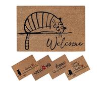 SPOTTED DOG GIFT COMPANY Felpudo de Coco Antideslizante, Entrada Casa Natural para Interior y Exterior, 60 x 40 cm - Gato Atigrado