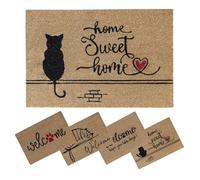 SPOTTED DOG GIFT COMPANY Felpudo de Coco, Felpudo Entrada Casa Antideslizante de Bienvenida, Natural para Interior y Exterior, 60 x 40 cm - Gato Negro Home Sweet Home