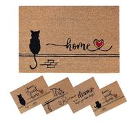 SPOTTED DOG GIFT COMPANY Felpudo de Coco, Felpudo Entrada Casa Antideslizante de Bienvenida, Natural para Interior y Exterior, 60 x 40 cm - Gato Negro