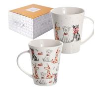 SPOTTED DOG GIFT COMPANY Juego de 2 Tazas de Café con Diseño de Perros Lindos 360 ml, Tazas de Cerámica para Café y Té, Regalos para Amantes de los Perros